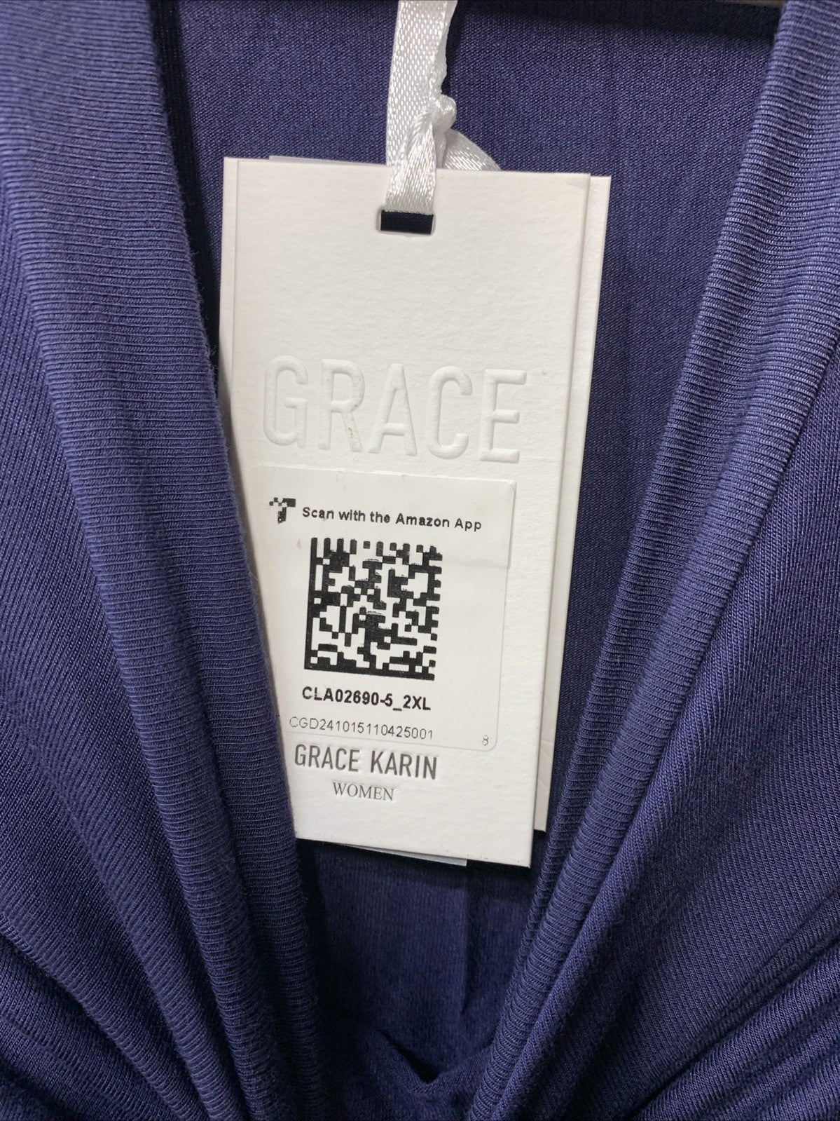 GRACE KARIN Long Lantern Sleeve High-Neck Ruched Front Fitted Blouse Size 2XL