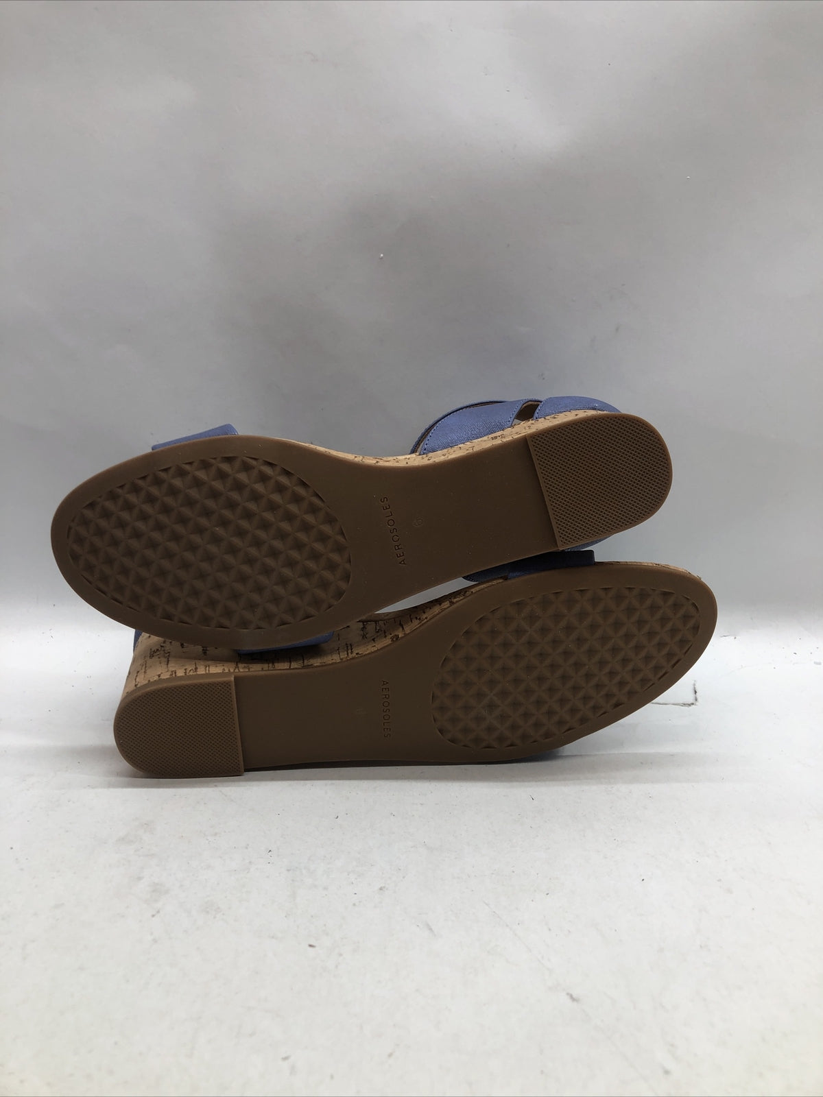 Women's Aerosoles Willowbrook Ankle Strap Wedge Sandal Mid Blue Open Toe Size 6