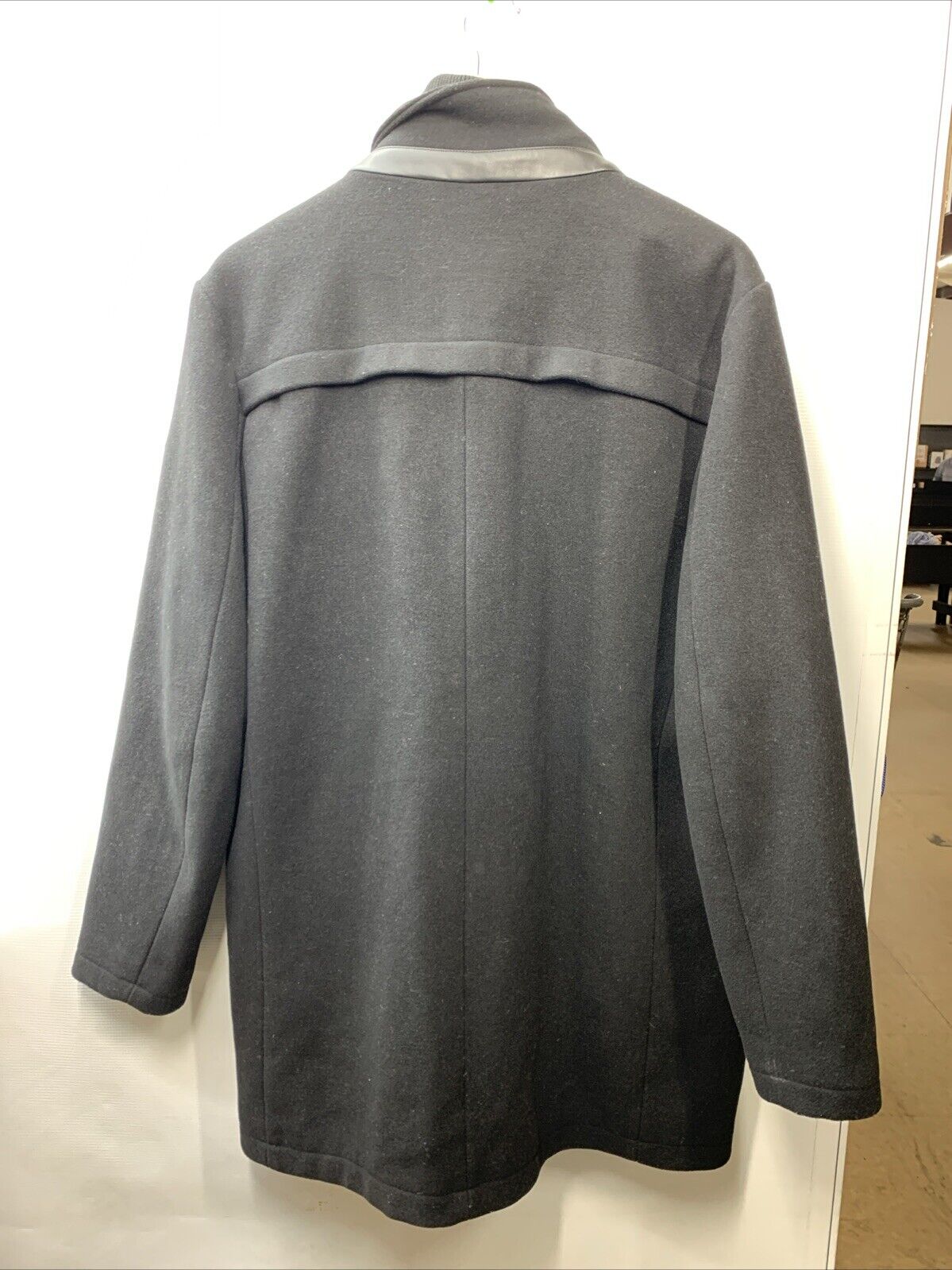 Kenneth Cole Mockneck Sweater Lined Wool Blend Coat, Inner Quilted Black, Large