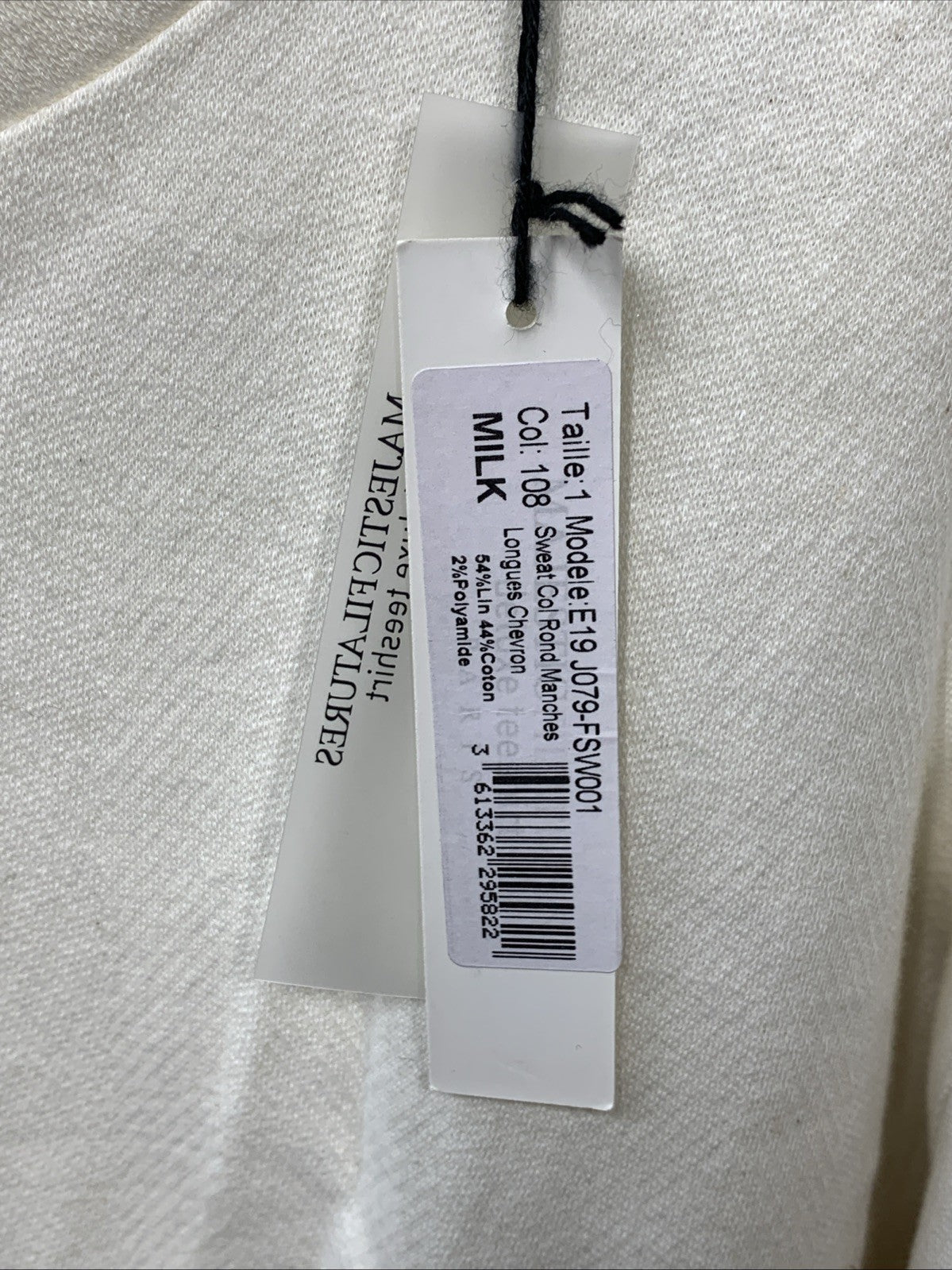 Majestic Filatures Long Sleeve Deluxe Teeshirt Size 1 Lounge Chevron Crew Ivory