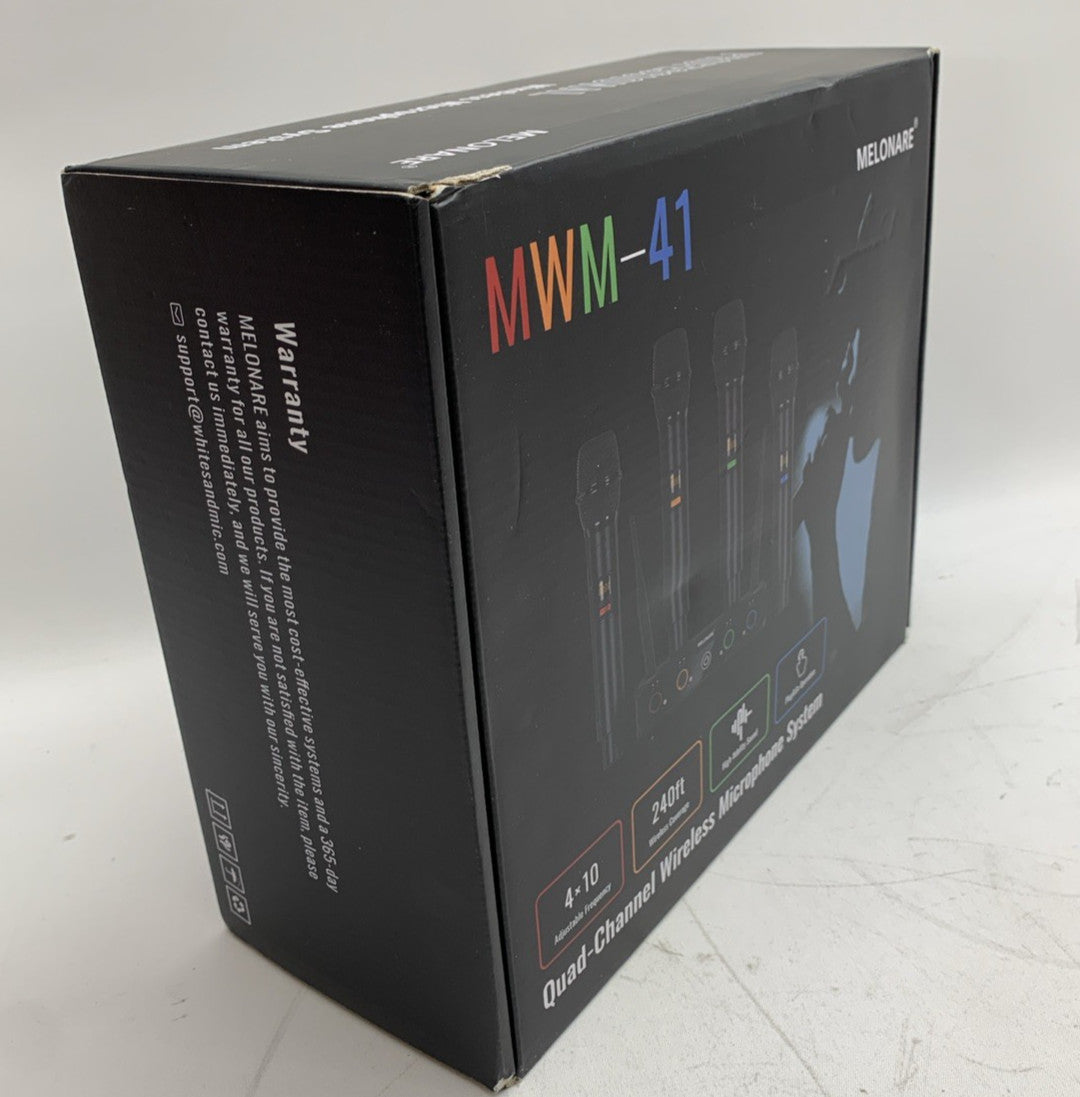 Melonare MWM-41 Wireless Microphone System, UHF Compact Cordless Mic Set w/4x10