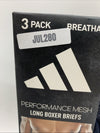 Men's Adidas 3-Pk Sport Performance Mesh Long-Leg Boxer Briefs M Blue/Gray/Black