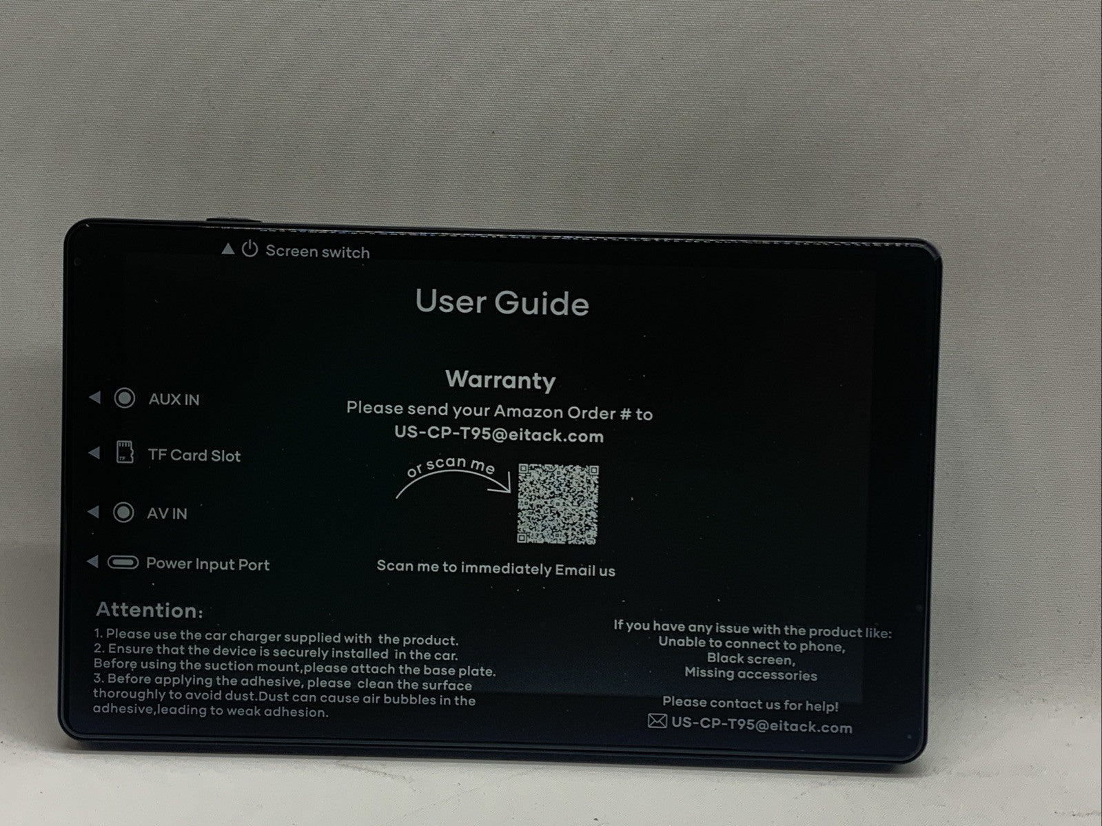 T95 Portable Wireless Carplay Stereo Touchscreen with 4K Dash Cam: Portable 9”