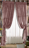 Luxury Pom Poms Velvet Curtains For Bedroom Living Room Vintage Room Darkening