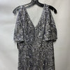 Alex Evenings Women's Long Sequin Dress with Flutter Sleeves V-neck Size 16
