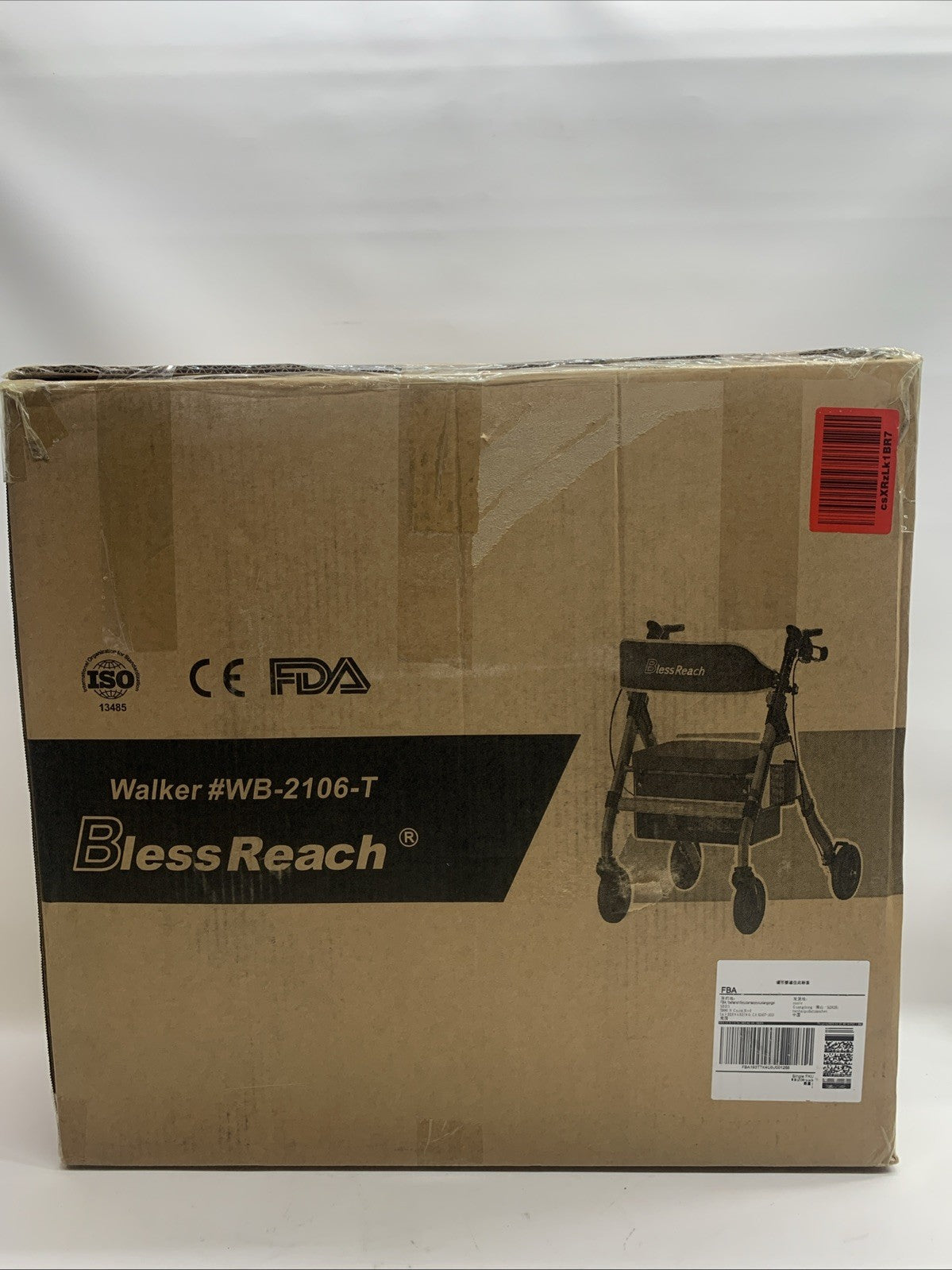 BlessReach Heavy Duty Rollator Walker For Seniors Wide Seat Backrest 450lbs