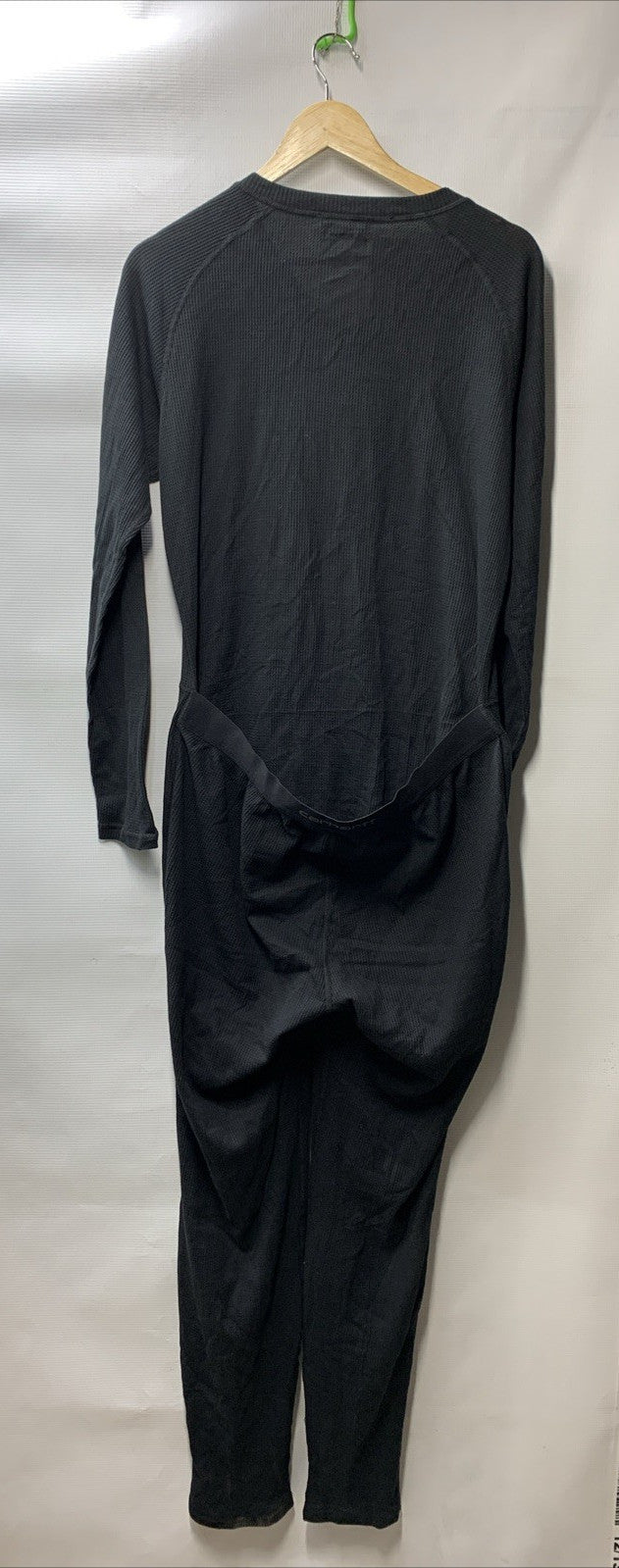 Carhartt Womens Midweight Cotton Blend Waffle Zip Front Union Suit Size XL Black