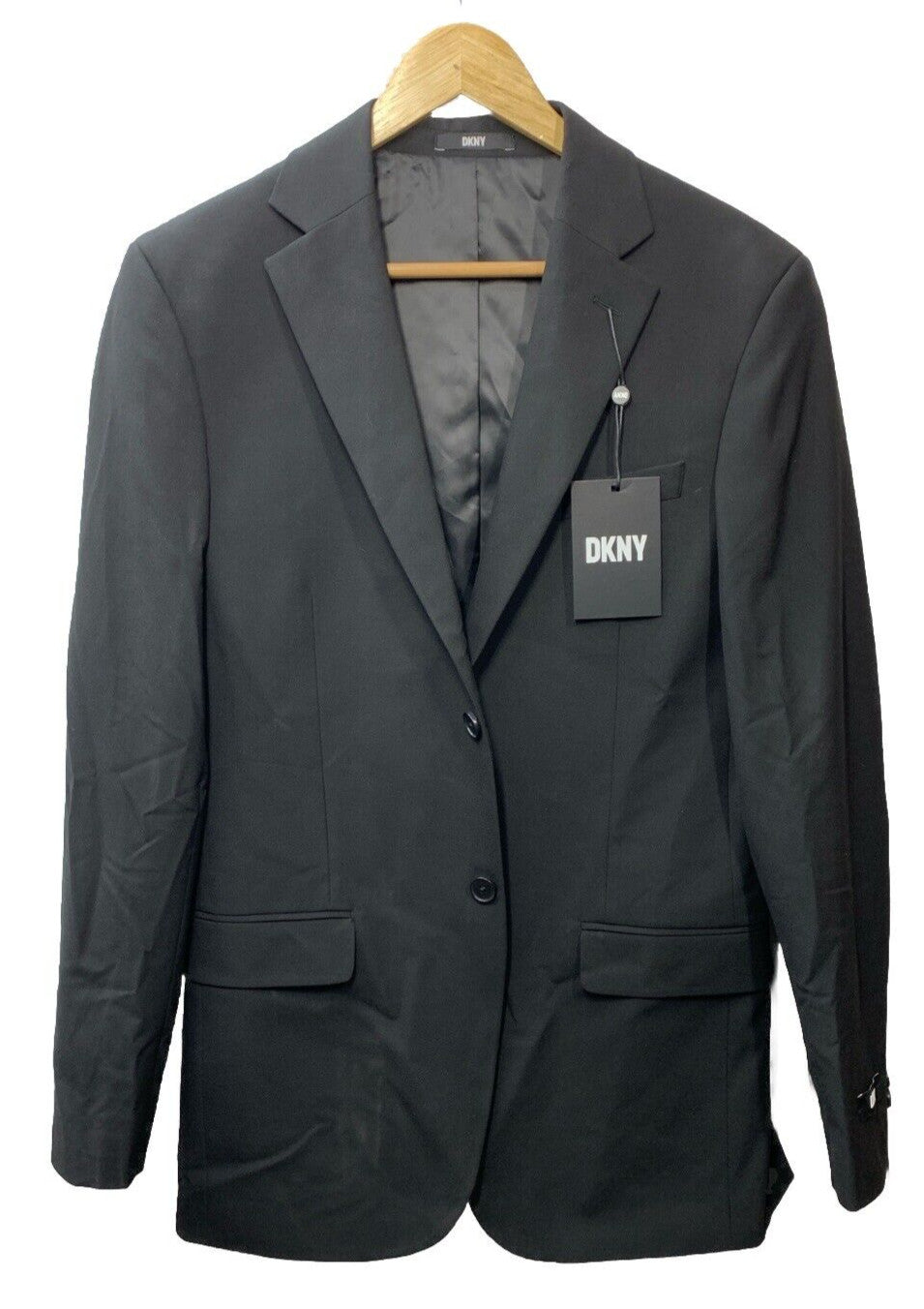 DKNY Suit Jacket Mens Size 38 Regular Black Duran Long Sleeve Two Button Black