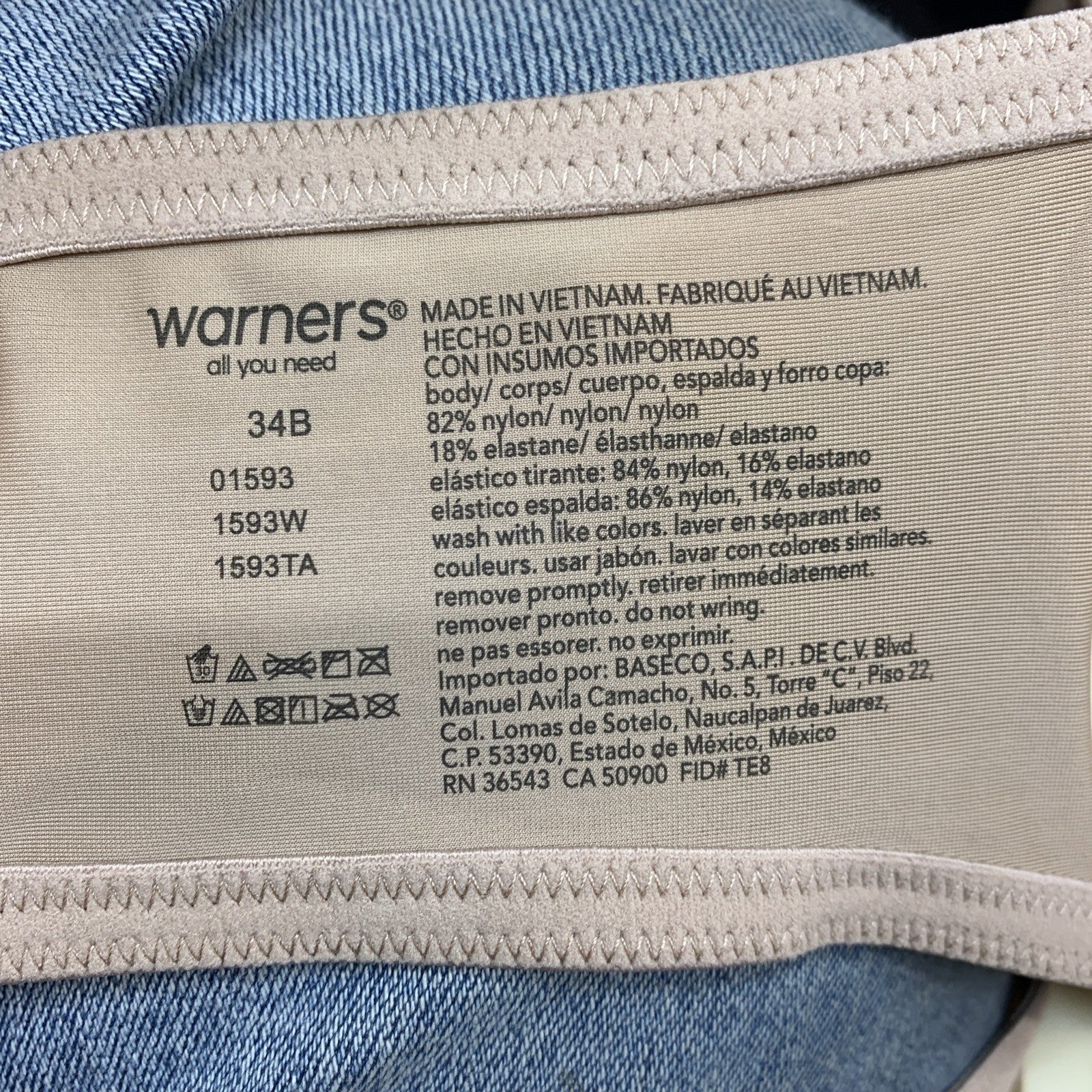 Warners Women’s Bra Underwired Lightly Lined 01593-212 Hook & Eye Size 34B