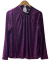Grace Karin Women's Medium Purple Sequin Long Sleeve Pullover Blouse Sparkly