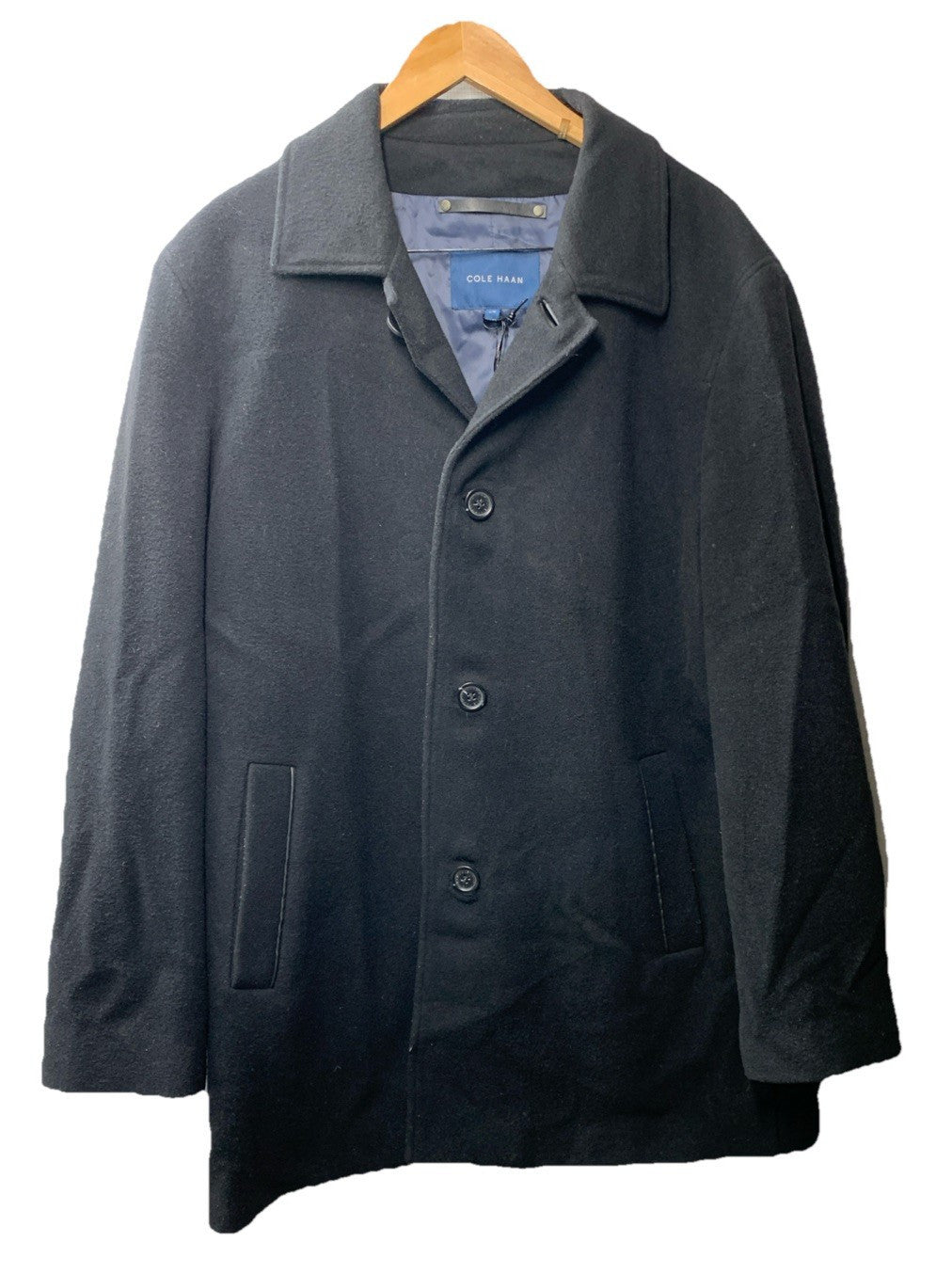 Cole Haan Men's Button Up Wool Plush Car Coat Collared Long Sleeve Size Large