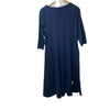 Navy blue women's A-line dress with 3/4 sleeves, casual and formal style, from Grace Karin, loose fit for comfortable wear.