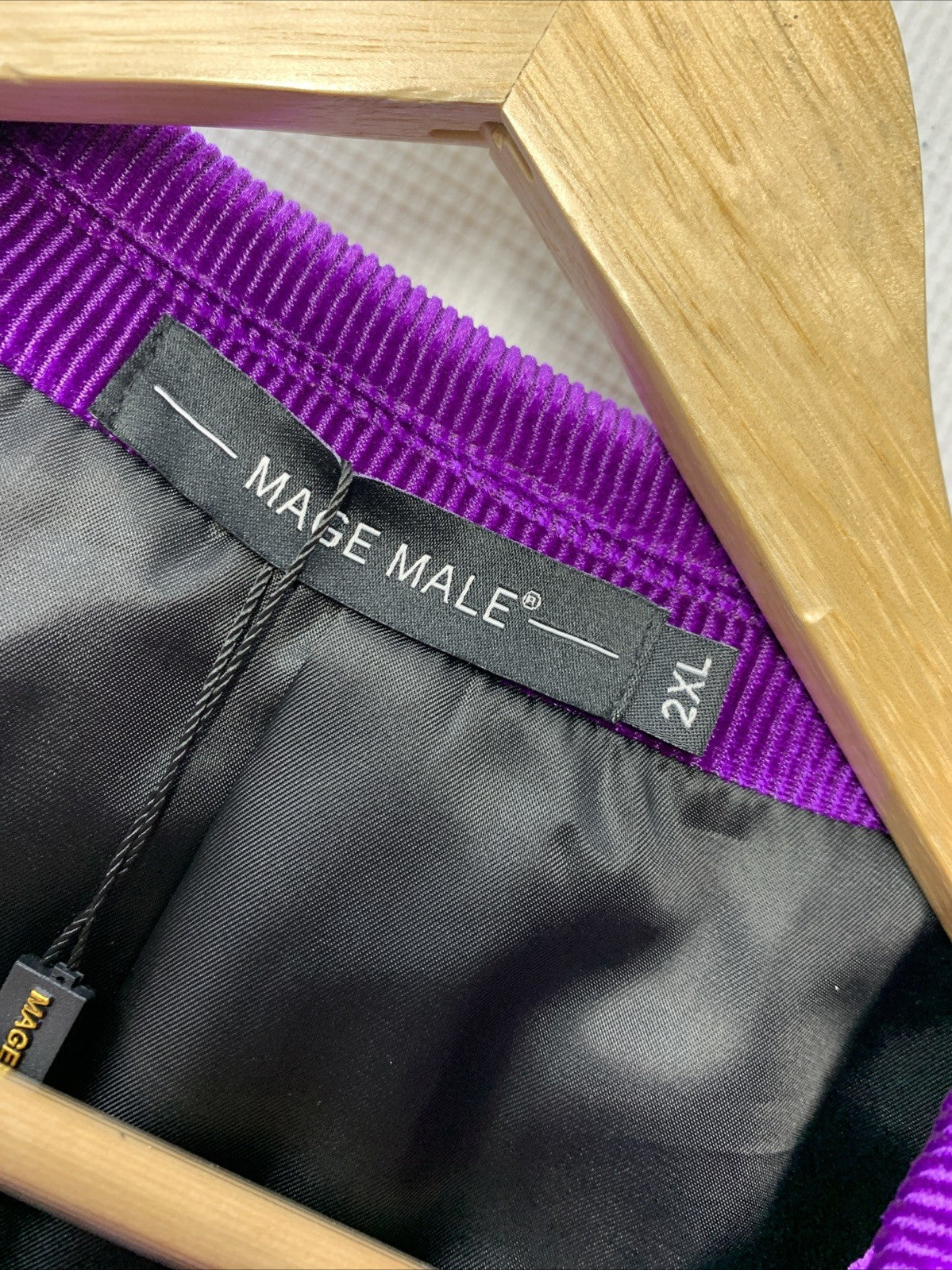 MAGE MALE Mens Suits Velvet Tuxedo Suit Set Slim Fit 2 Piece Size 2XL Purple