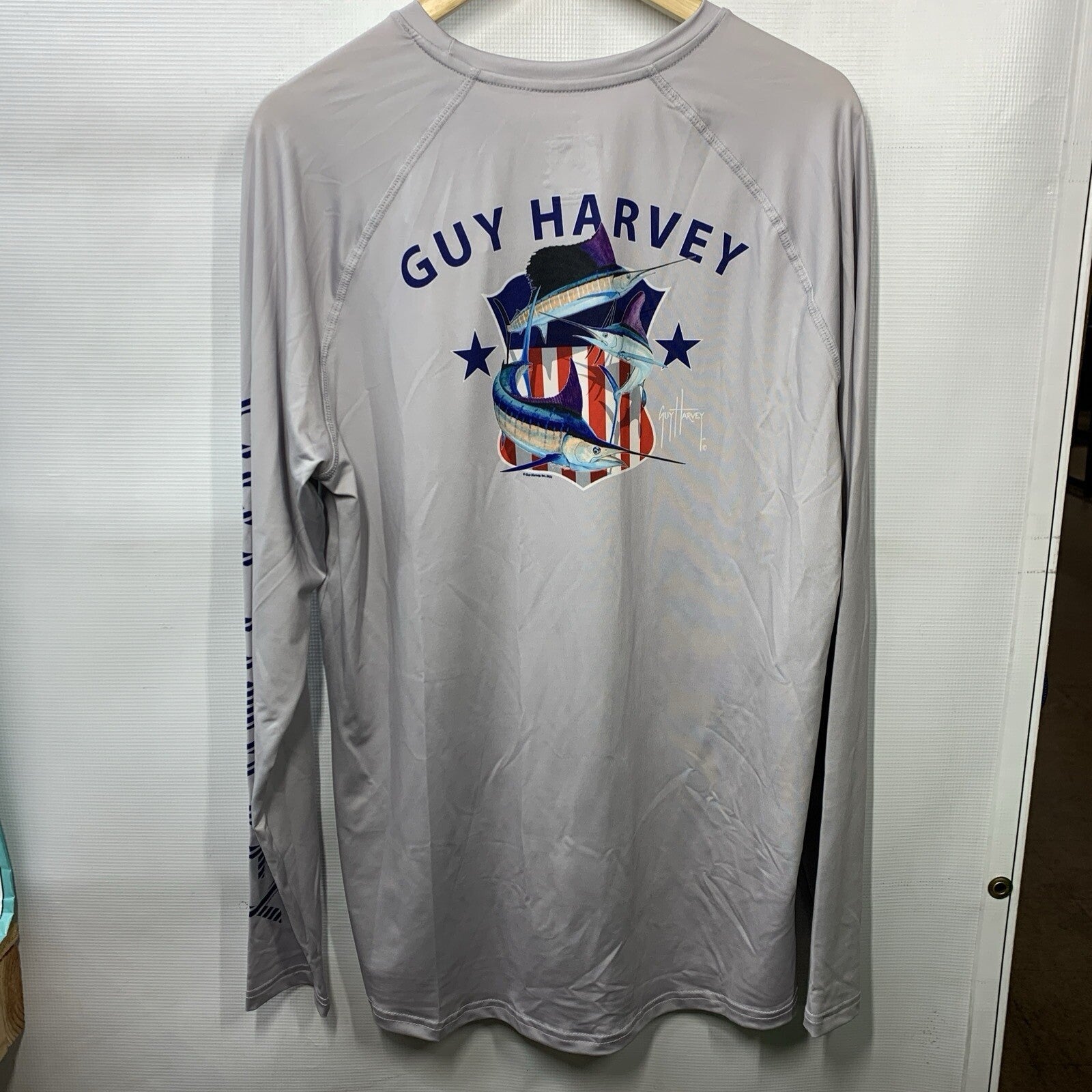 Guy Harvey Men's American Classic Performance Raglan Sun Protection Top Large