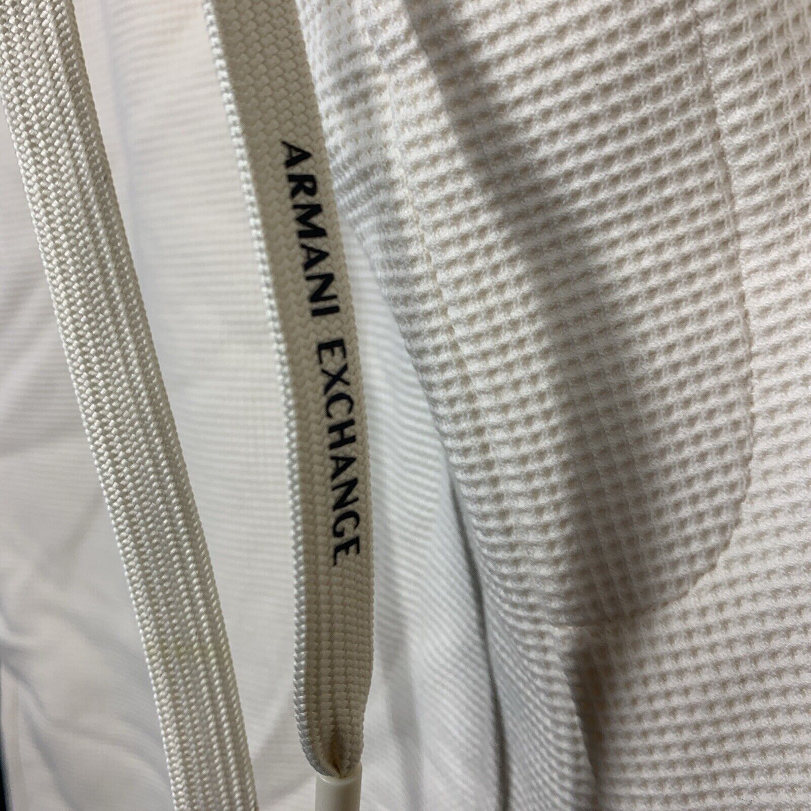 Armani Exchange Mens Drawstring Waffle Shorts Size 2XL Cream Casual with Pockets