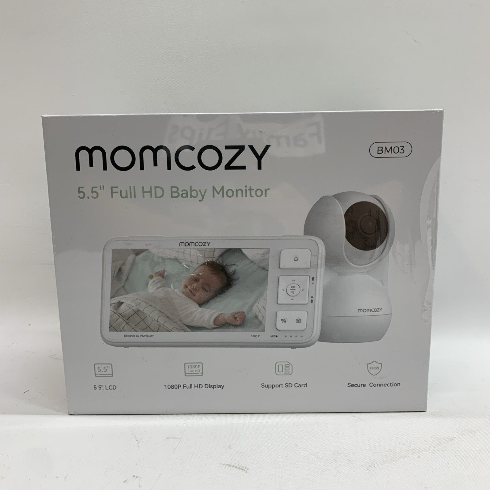 Momcozy Video Baby Monitor, 5.5” 1080P HD Monitor with Camera No WiFi BM03 White