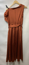 Grace Karin women's sleeveless one-shoulder midi cocktail dress in size large, shown in black with elegant design and fitted silhouette.