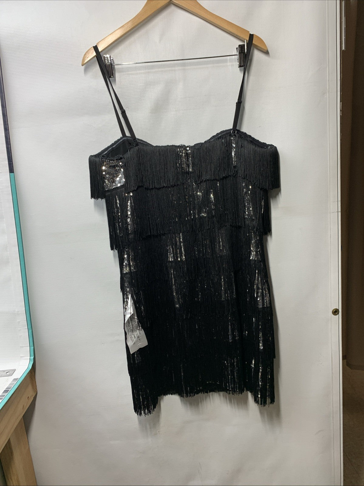 Dress the Population Black/Sliver Sequin Fringe Party Flapper 20s Dress Size XXL
