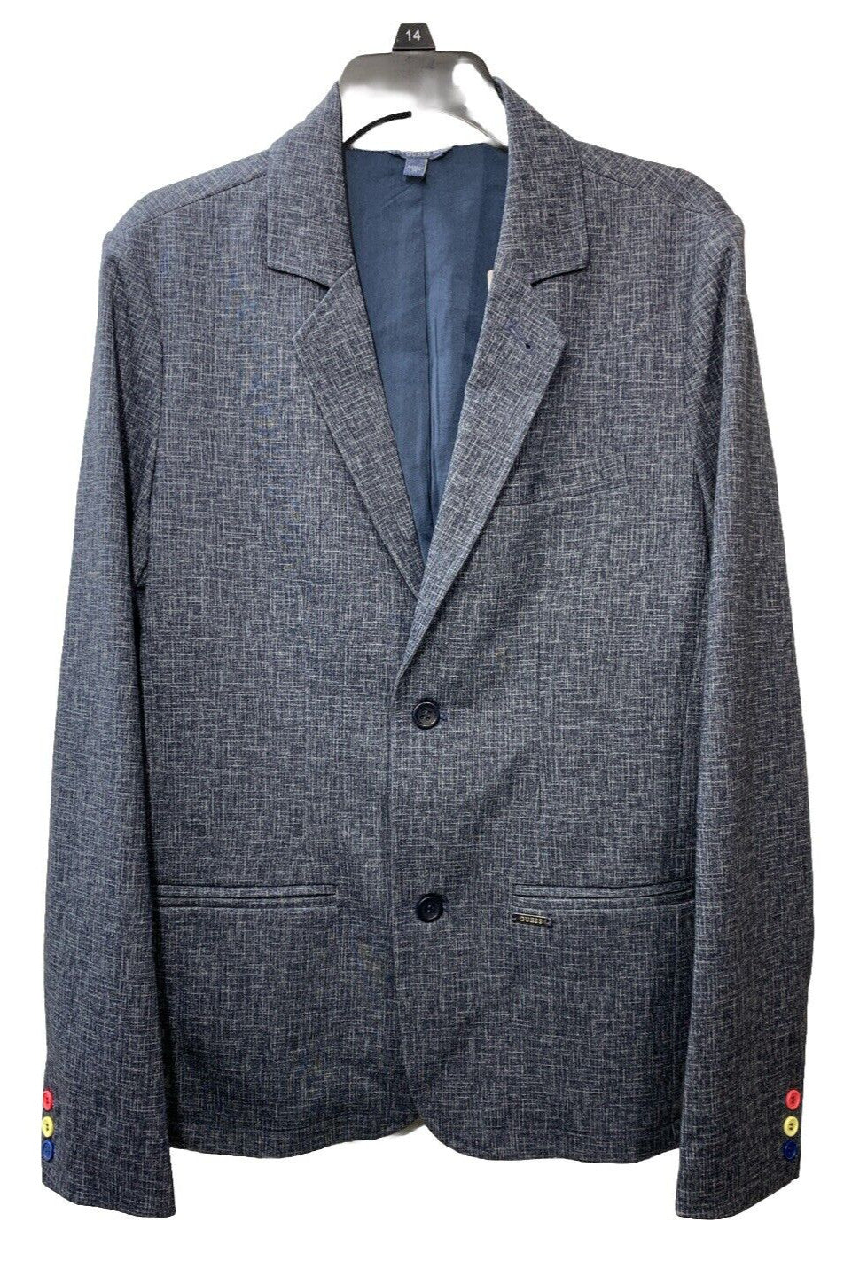 GUESS Boys' Knit Single Breasted Blazer Heather Blue 14 Long Sleeve L4RN04KC3H0