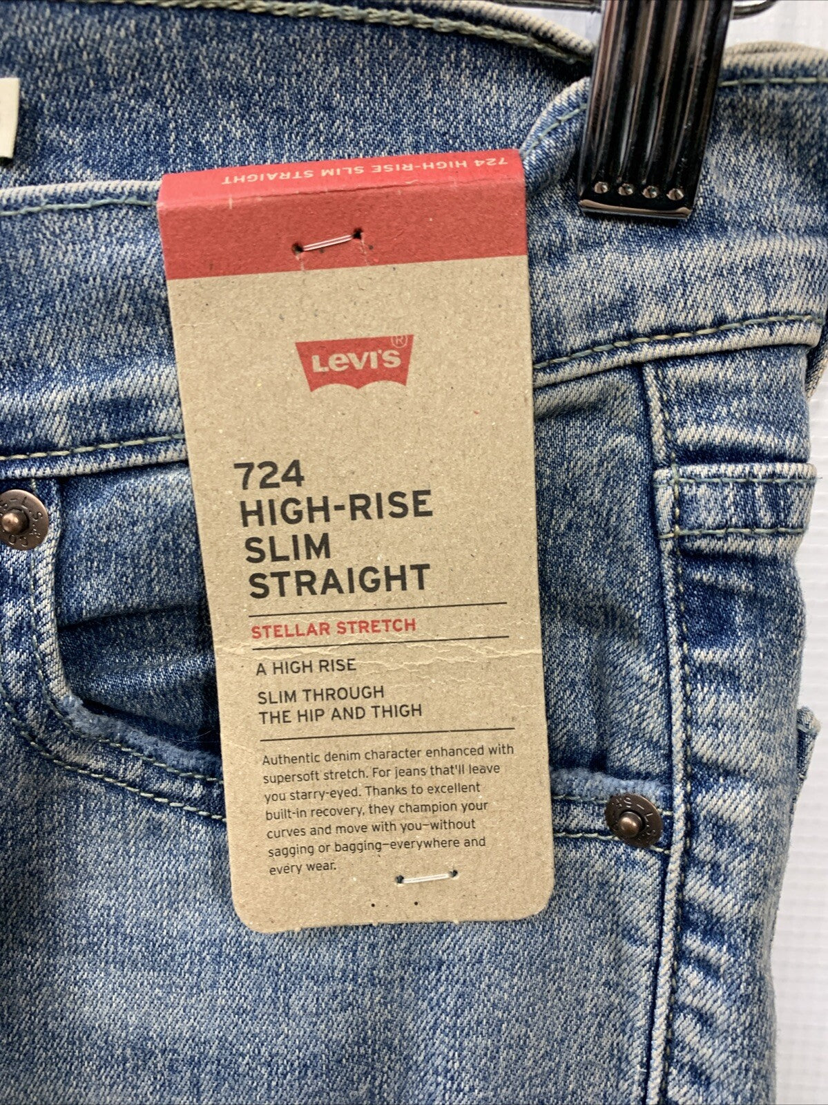 Levi's Women's 724 High Rise Straight Jeans Size 25x32 Long Pants Stellar Stretc