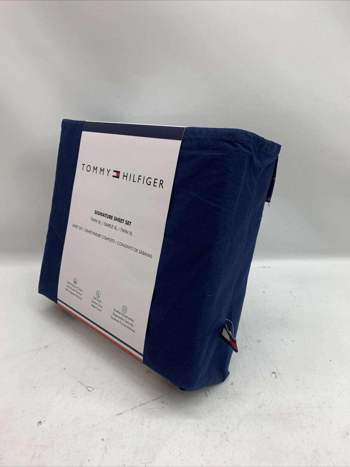 Tommy Hilfiger Solid Dark Blue Twn XL Signature Sheet Set 100% Premium Cotton