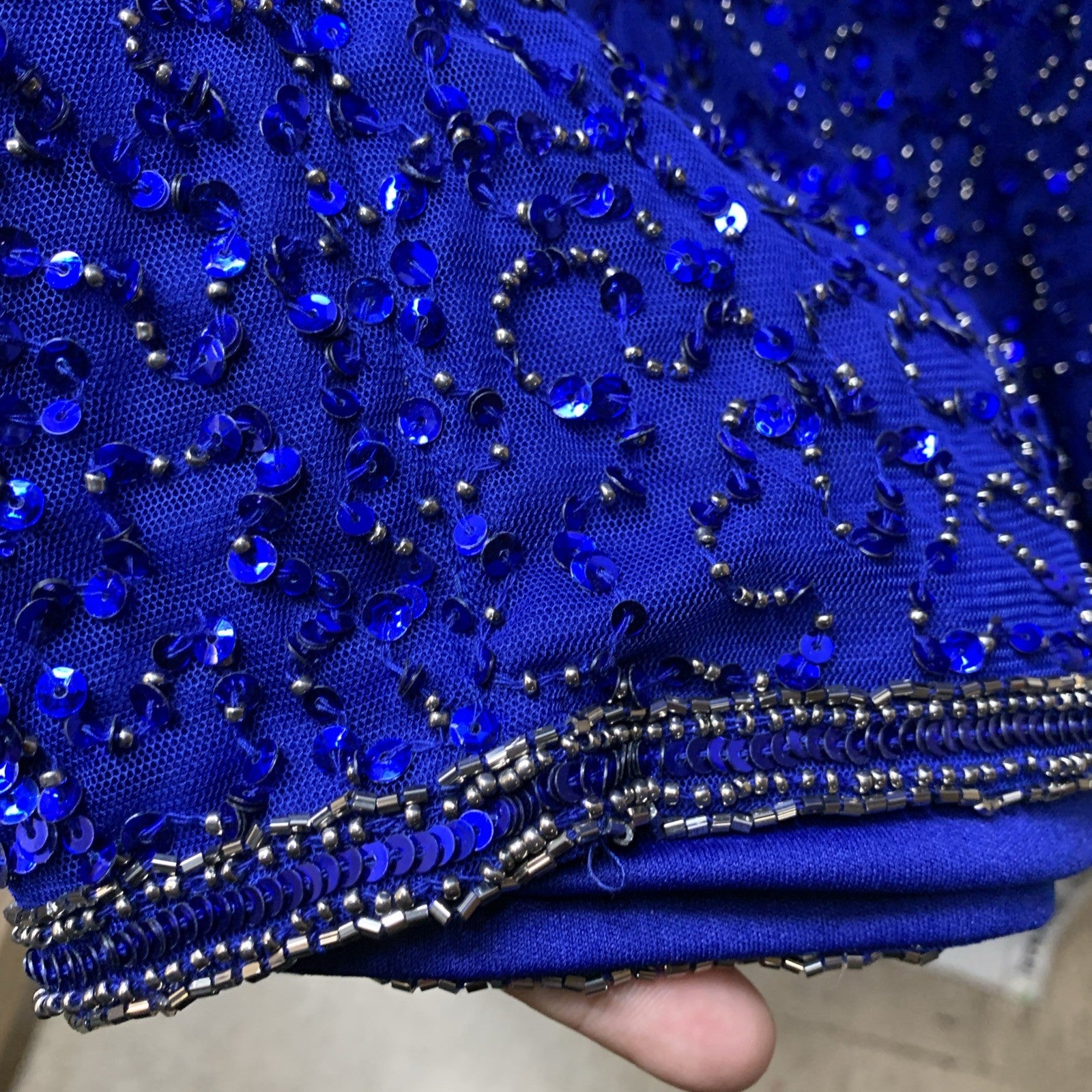 J Kara JKARA Women's Caplet Short Cocktail Beaded Sequins Blue Dress Size 12