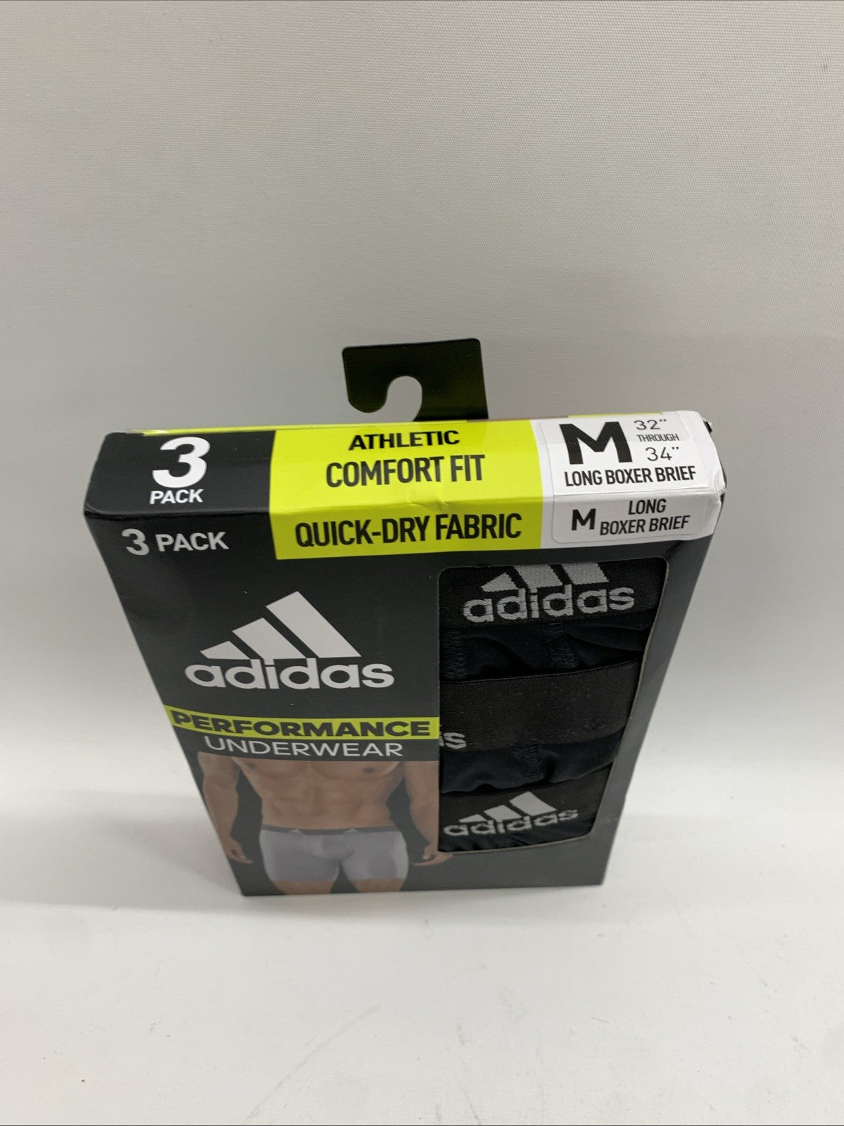 adidas Men's Performance Long Boxer Brief Underwear (3 Pack) Size Medium 32-34