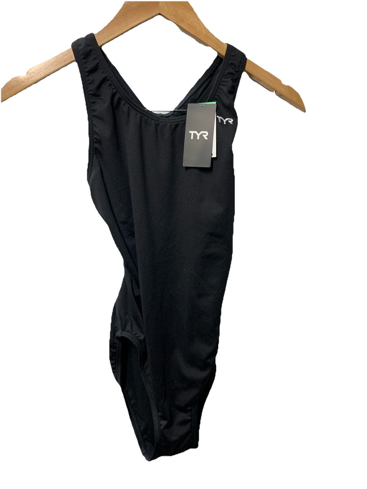 TYR Durafast Black Elite Solid One Piece Swimsuit MDUS7A Size 36 Durable Flexibl