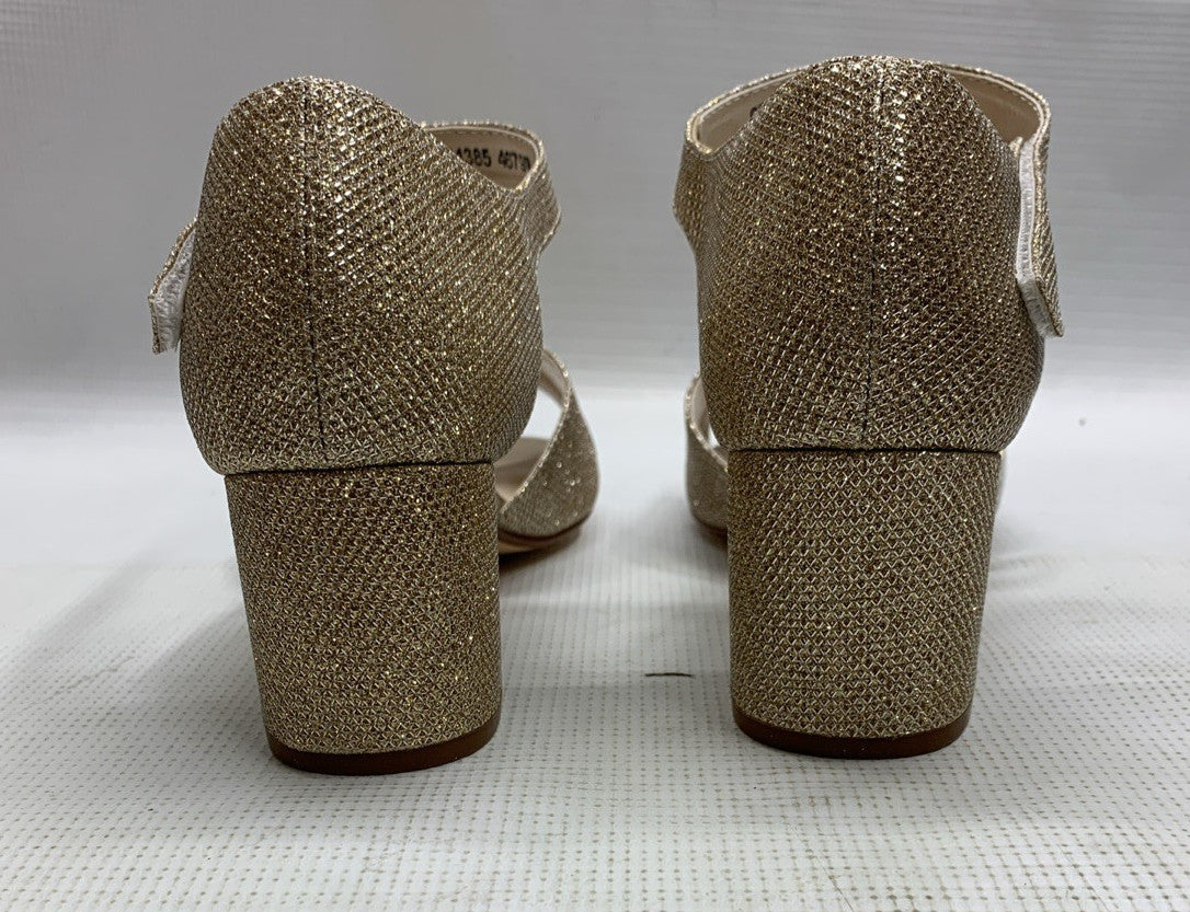 Touch Up Foster Womens' Heeled Sandals Gold 4679W Size 9W Hook & Loop Open Toe