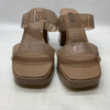 NINE WEST Women’s Tilah Heeled Sandal Clay101 Size 9.5 Open Square Toe Slip On