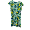 Nine West Women's Flutter Sleeve Swing Dress Size 10 Green Floral Round Neck