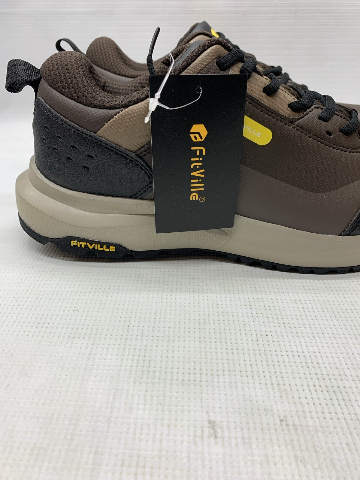 FitVille Mens Size 10.5EW Wide Hiking Outdoor Shoes Soft Toes Arch Support Brown
