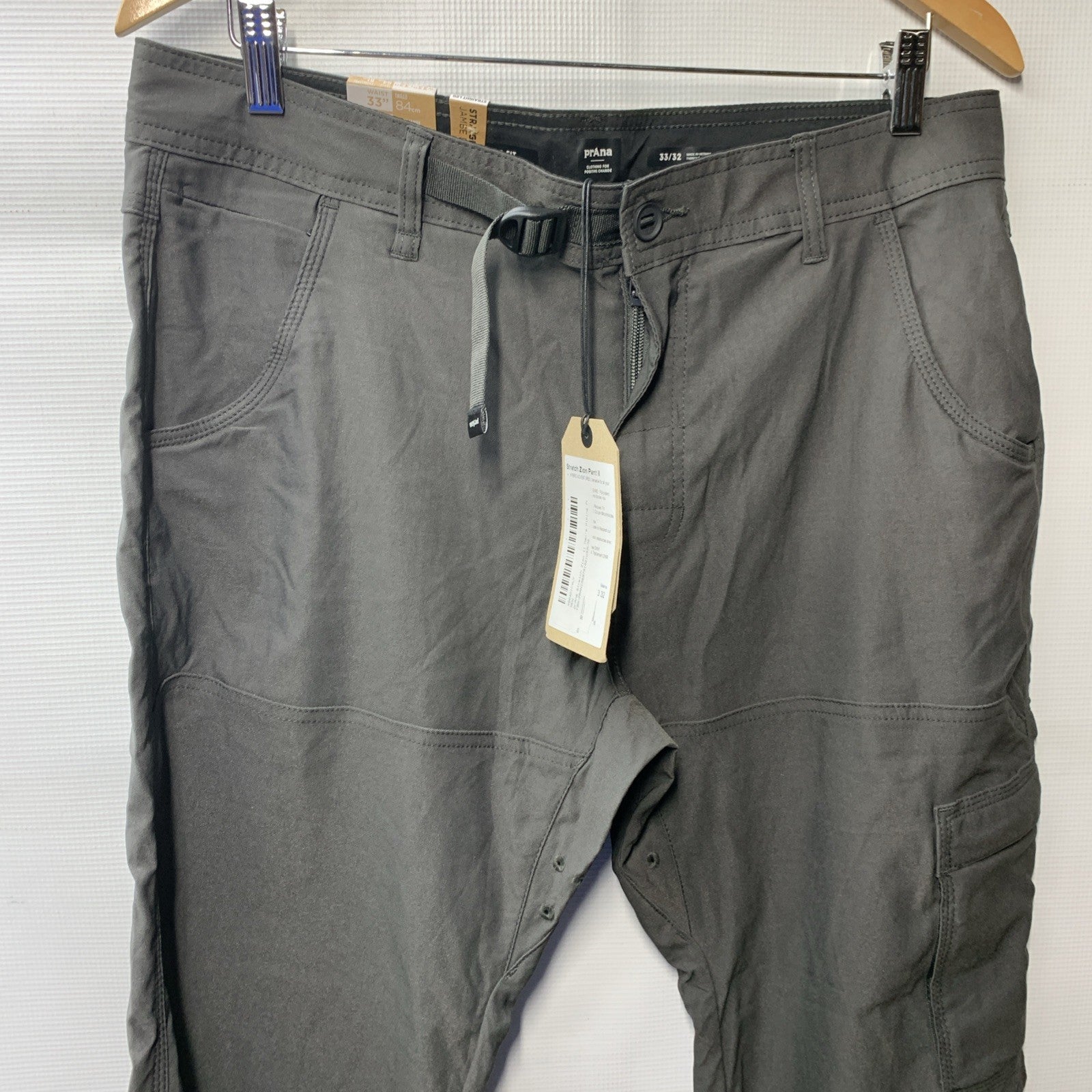 prAna Stretch Zion Pant II 33Wx32L Men's Dark Iron Relaxed Straight Leg Jean