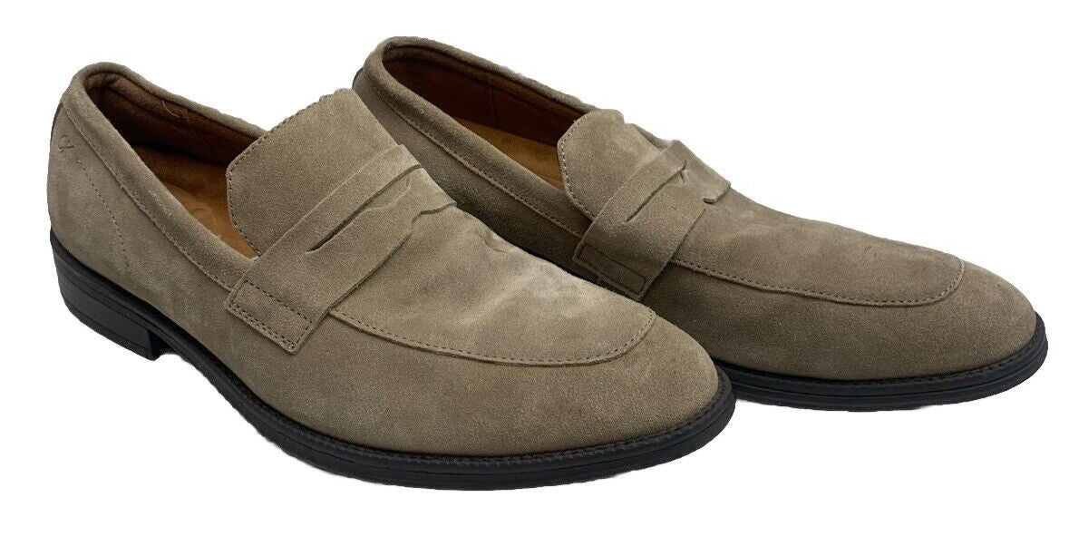 Calvin Klein Men's Jay Pointy Toe Slip-On Dress Loafers Shoes Taupe Size 10