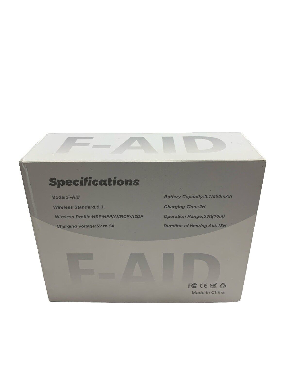 Royal Hearing F-Aid Bluetooth Wireless Hearing Aid Black for Seniors Hearing Los