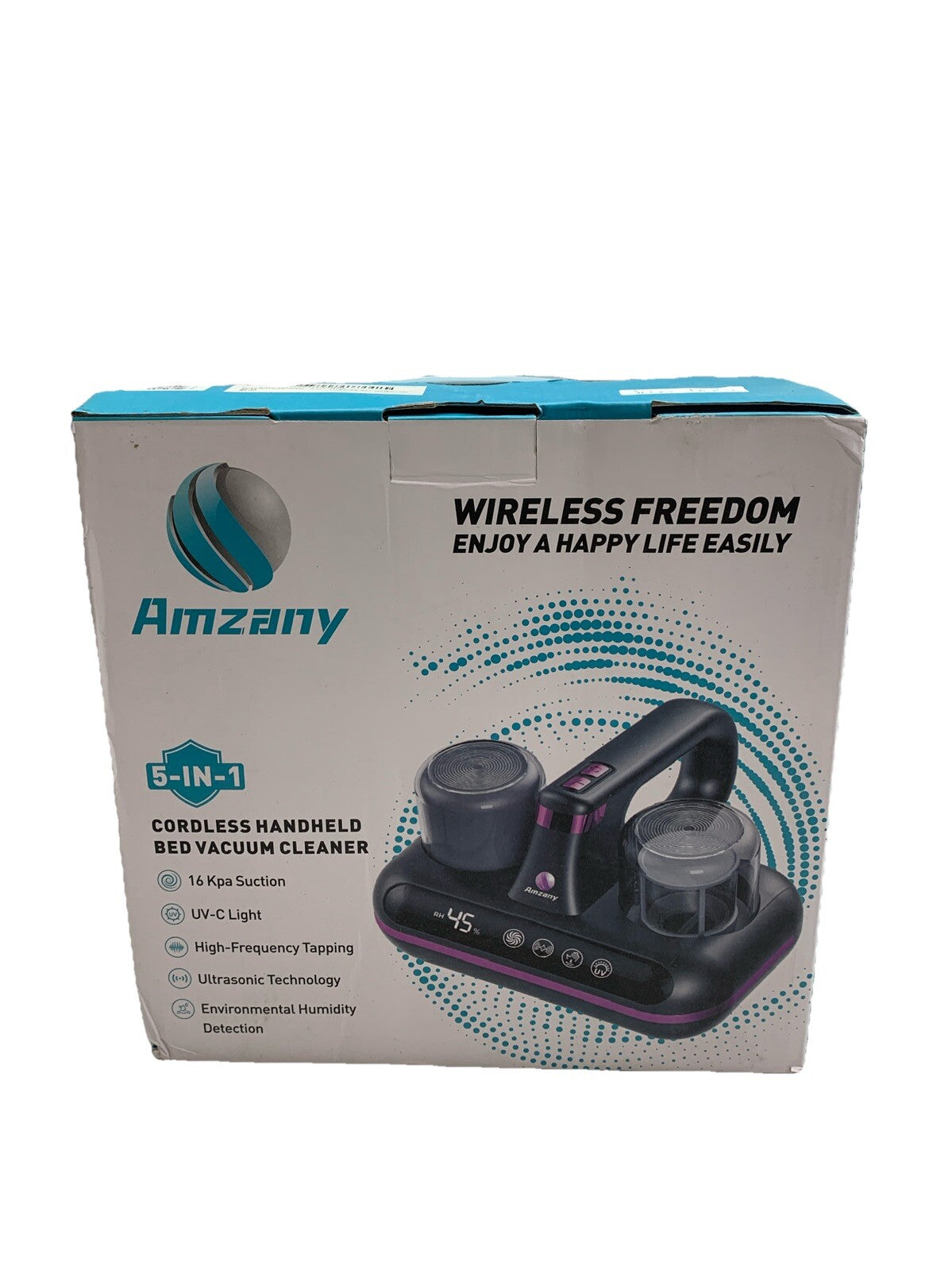 Wireless Mattress Cleaner with LED Display, Portable Handheld Bed Vacuum White