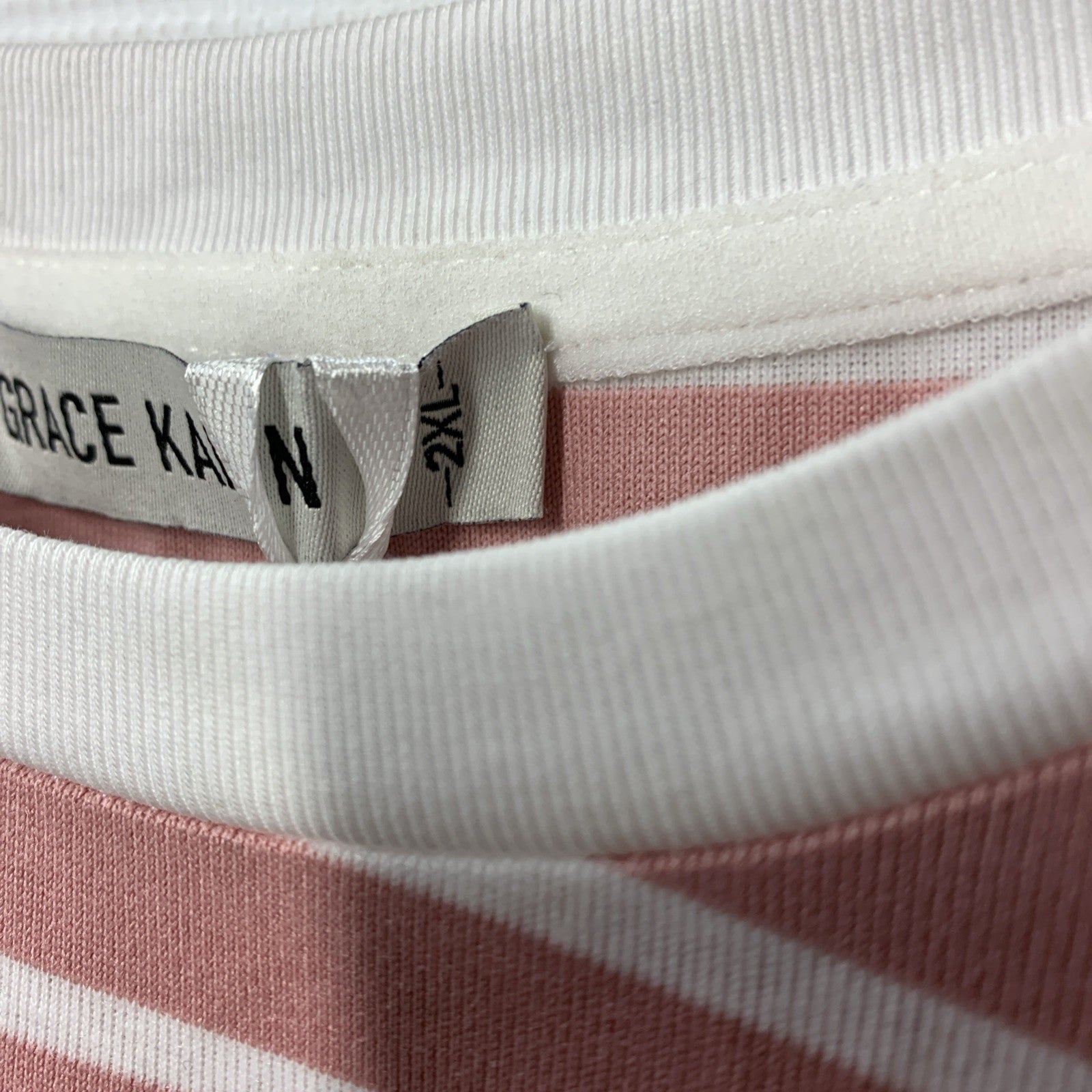 Grace Karin Pink And White Tie Front Dress Size 2XL Sleeveless Striped Crew Neck