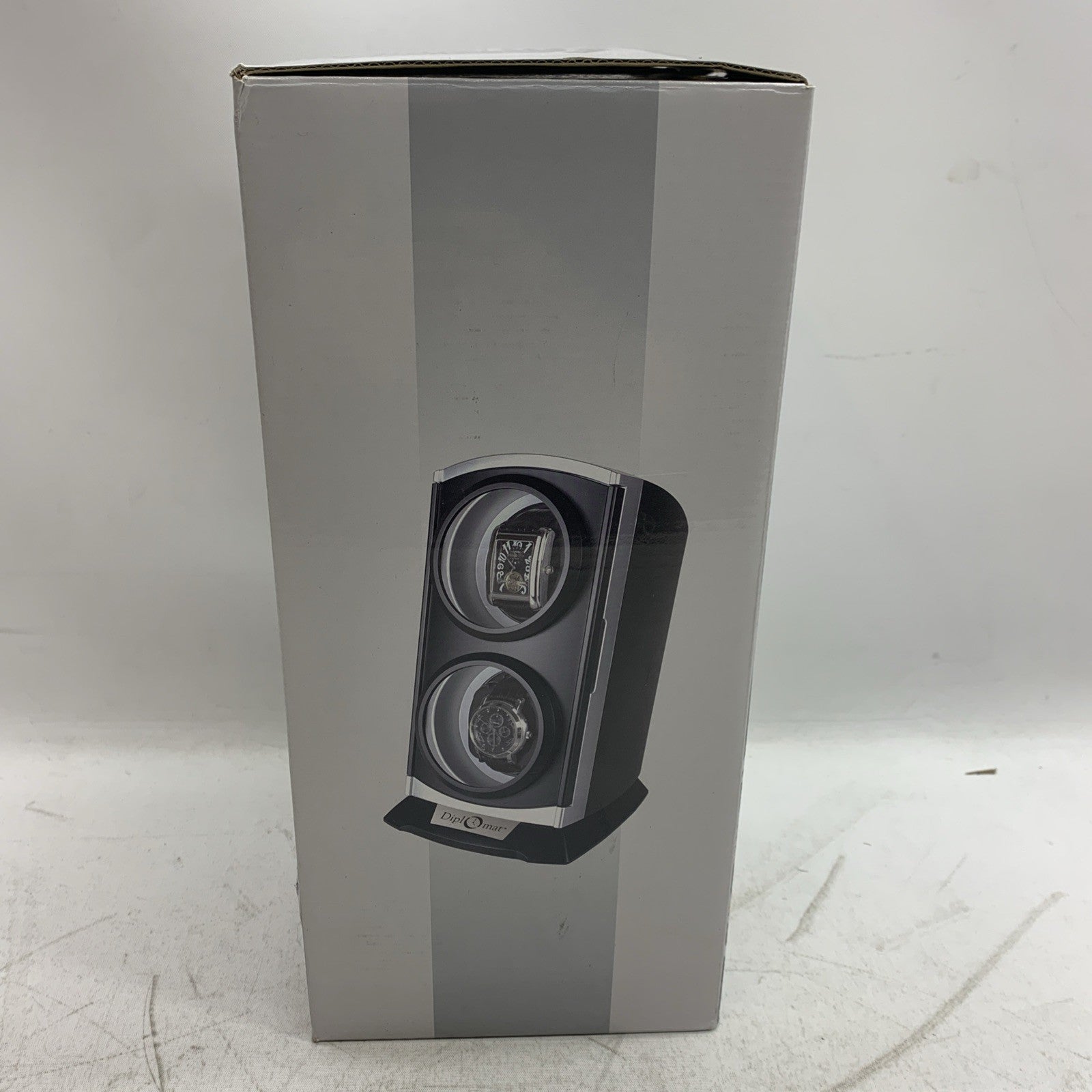 Diplomat Double Metallic Silver / Black Watch Winder with Built In IC Timer