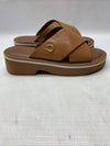Aerosols Leather Charlie Slide Sandal 8M Tan Leather Slip On Block Heel Brown