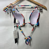 La Blanca women's Slice printed halter bikini top in size 6 with vibrant swimwear pattern, supportive halter style, and adjustable straps.