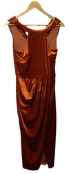 GRACE KARIN Women’s Velvet Halterneck Sleeveless Backless Dress Size Medium Rust