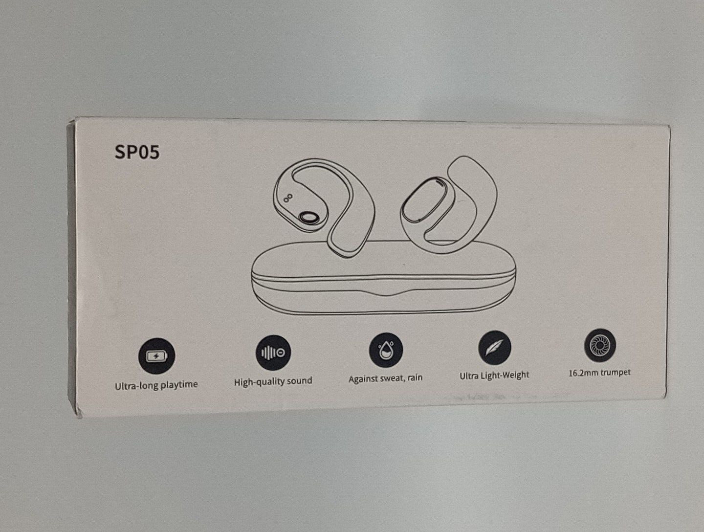 SP05 Open Ear Headphones Black Ultra Lightweight 16.2mm Trumpet Earbuds Earhooks