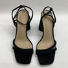 SAM EDELMAN Women's Size 9.5 Kia Sculptural Heel Ankle Strap Sandals Black Suede
