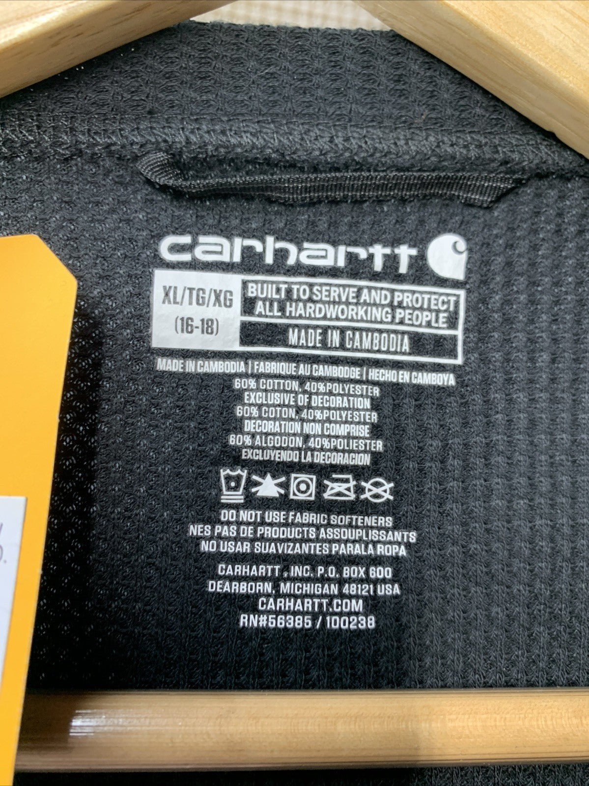 Carhartt Womens Midweight Cotton Blend Waffle Zip Front Union Suit Size XL Black