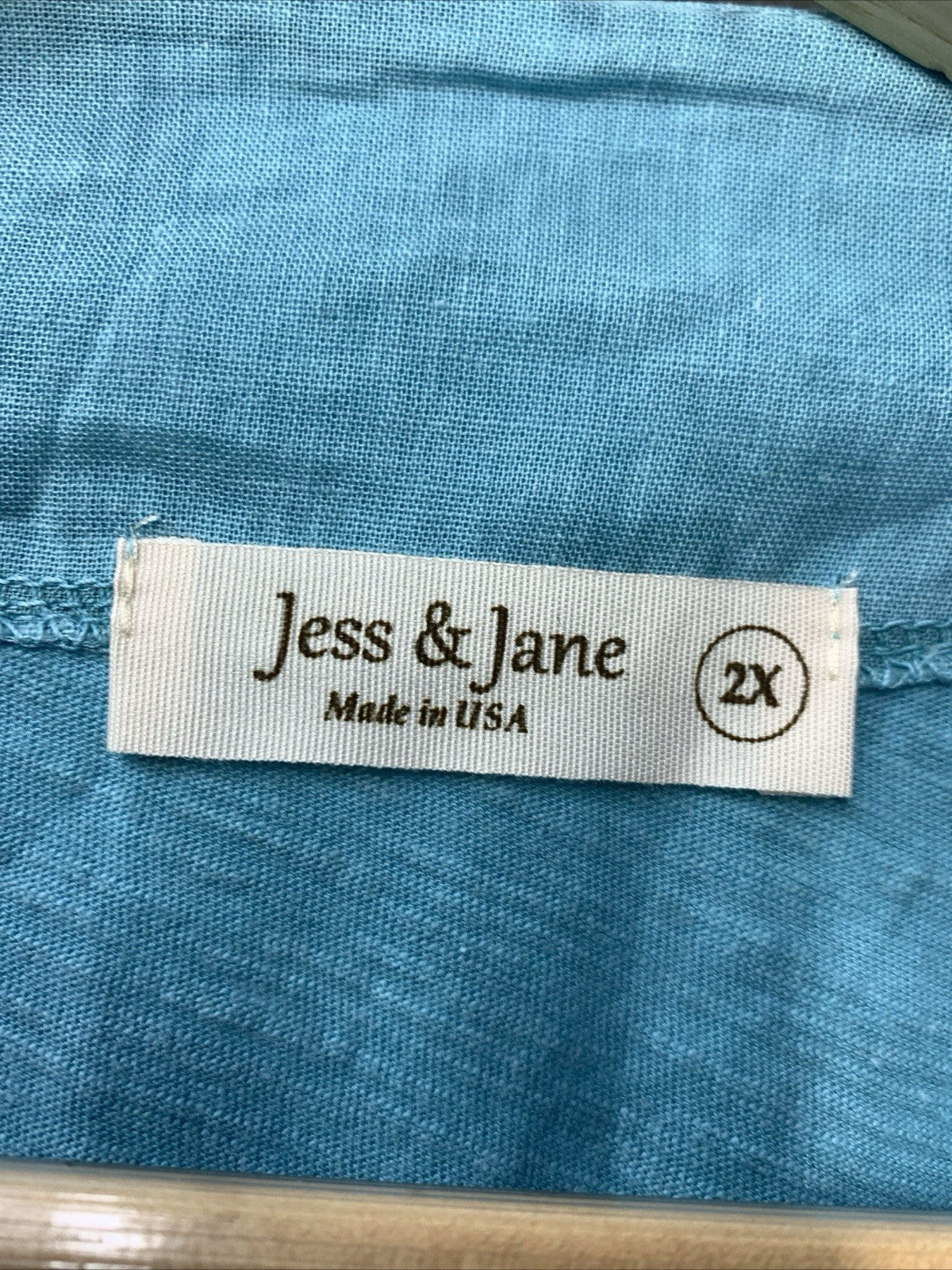 Jess & Jane Mineral Washed Tunic Top Shirt M94 Size 2X Long Sleeve M94-1933