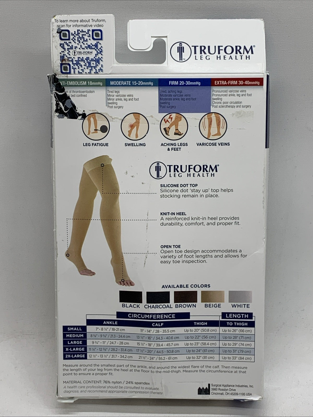 Truform Stockings Thigh High Open Toe Dot Top: 20-30 mmHg M BEIGE 0868BG-M Pair