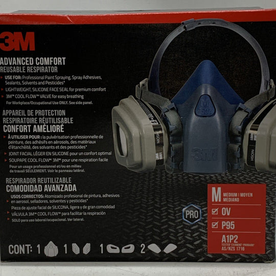 3M P95 Advanced Comfort Respirator OV Professional Paint Respirator Reusable