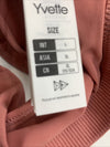 Yvette Sports Bra L/XL Rose Wireless Racerback Zip Front High Impact Activewear