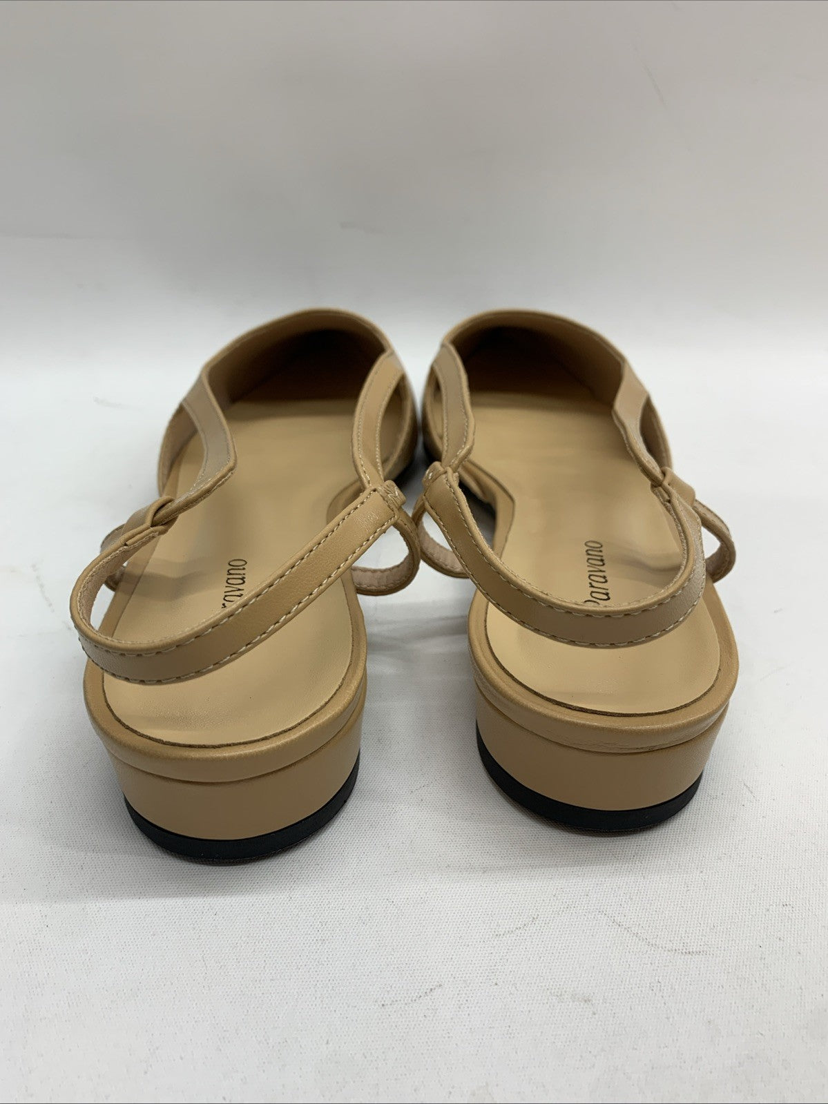 C. Paravano Women's Pointy Slingback Flat Shoes Tan Size 10.5 Pointed Toe Sandal