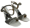 Badgley Mischka Galia Embellished Sandal Heels Jeweled Soft Satin White Size 8
